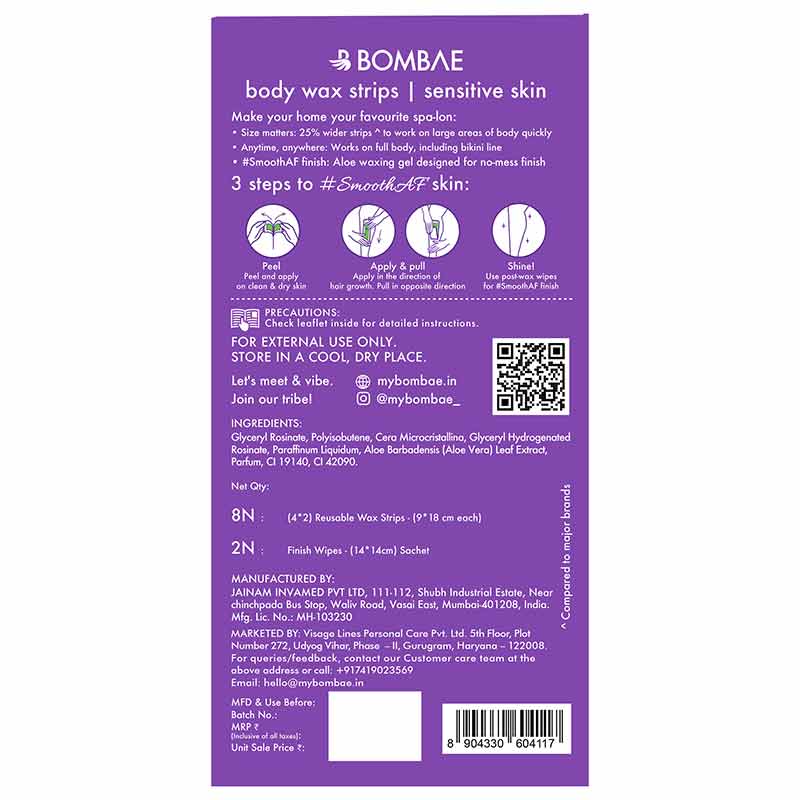 body wax strips | Aloe-ha glow x 8